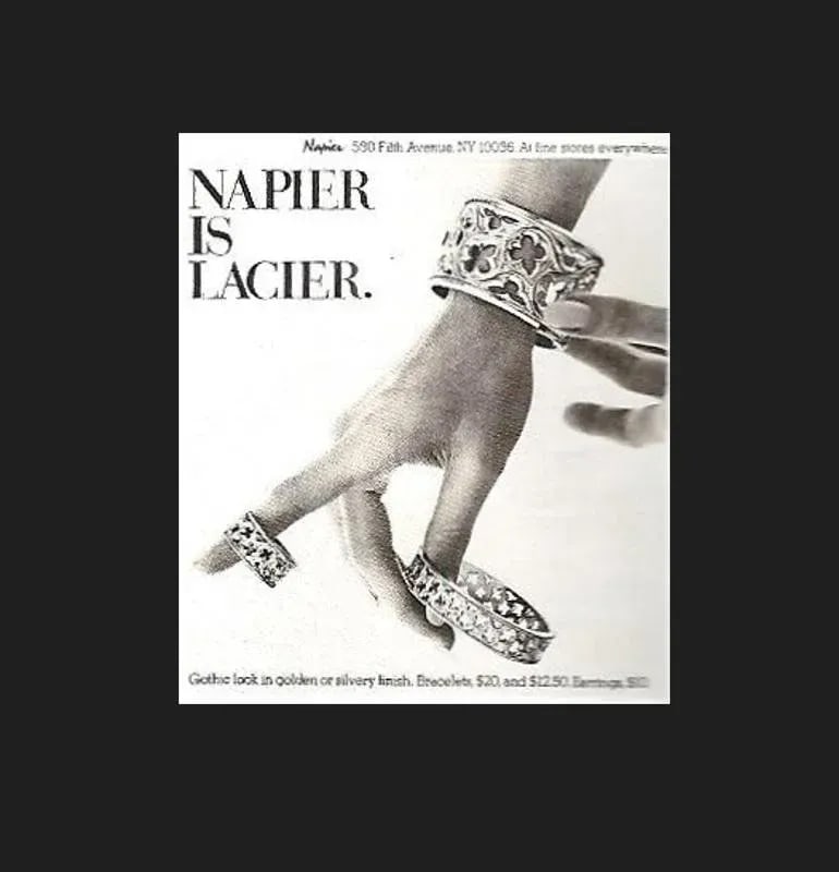 Vintage 1972 Signed Napier Gothic Style Goldtone Cuff Bracelet - 2