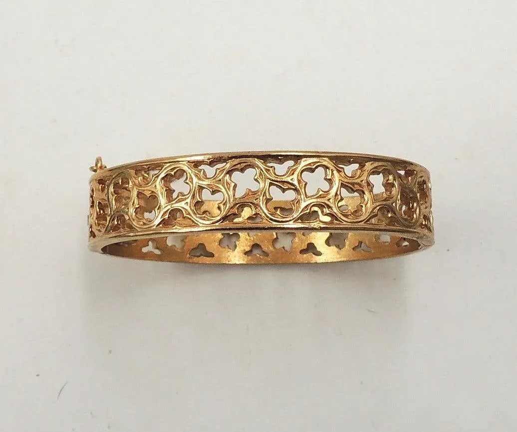 Vintage 1972 Signed Napier Gothic Style Goldtone Cuff Bracelet - 6