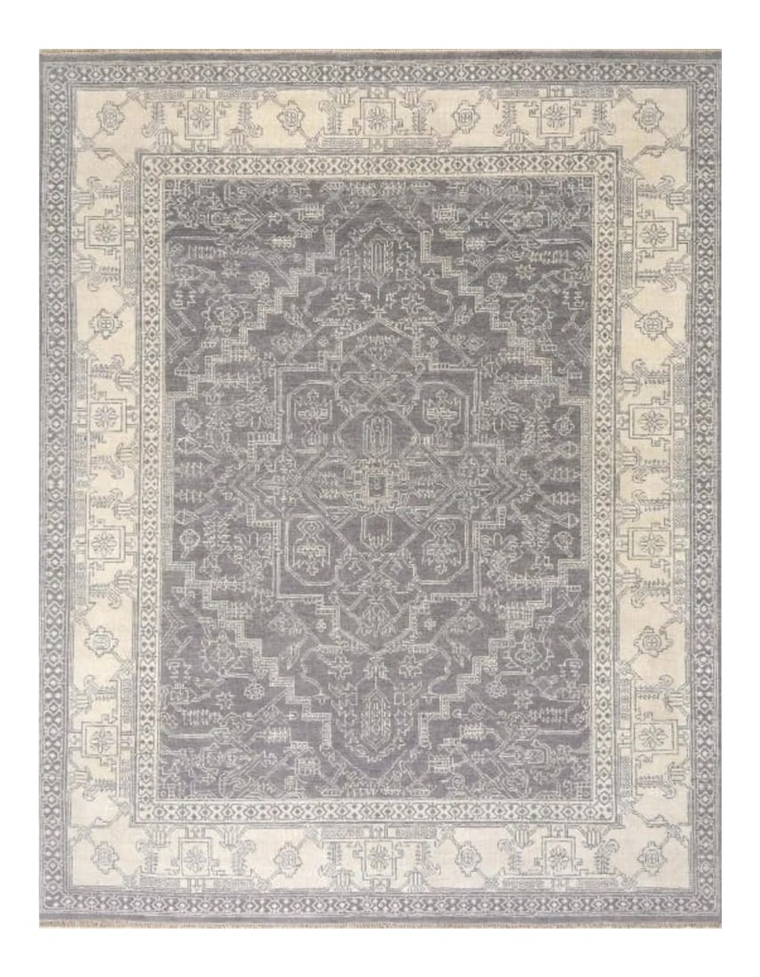 Kravet Transitional Hand Knotted Gray and Ivory 9' X 12' Esani Rug: Original Retail $8856, Stylish transitional Kravet Esani Hand Knotted Rug, wool from India, Rug is more of a taupe color like the second and fourth image, but may vary depending on your lighting, Show