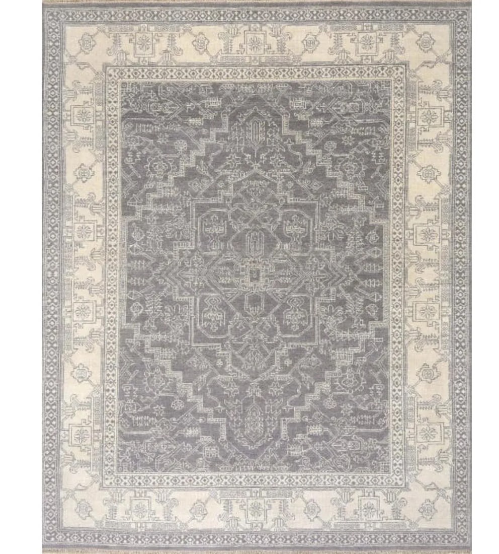 Kravet Transitional Hand Knotted Gray and Ivory 9' X 12' Esani Rug - 5