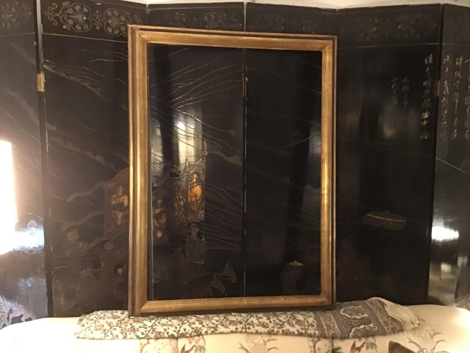Vintage 1960s Custom Made Gilt & Ebonized Ogee Edge Wood Frame - 13