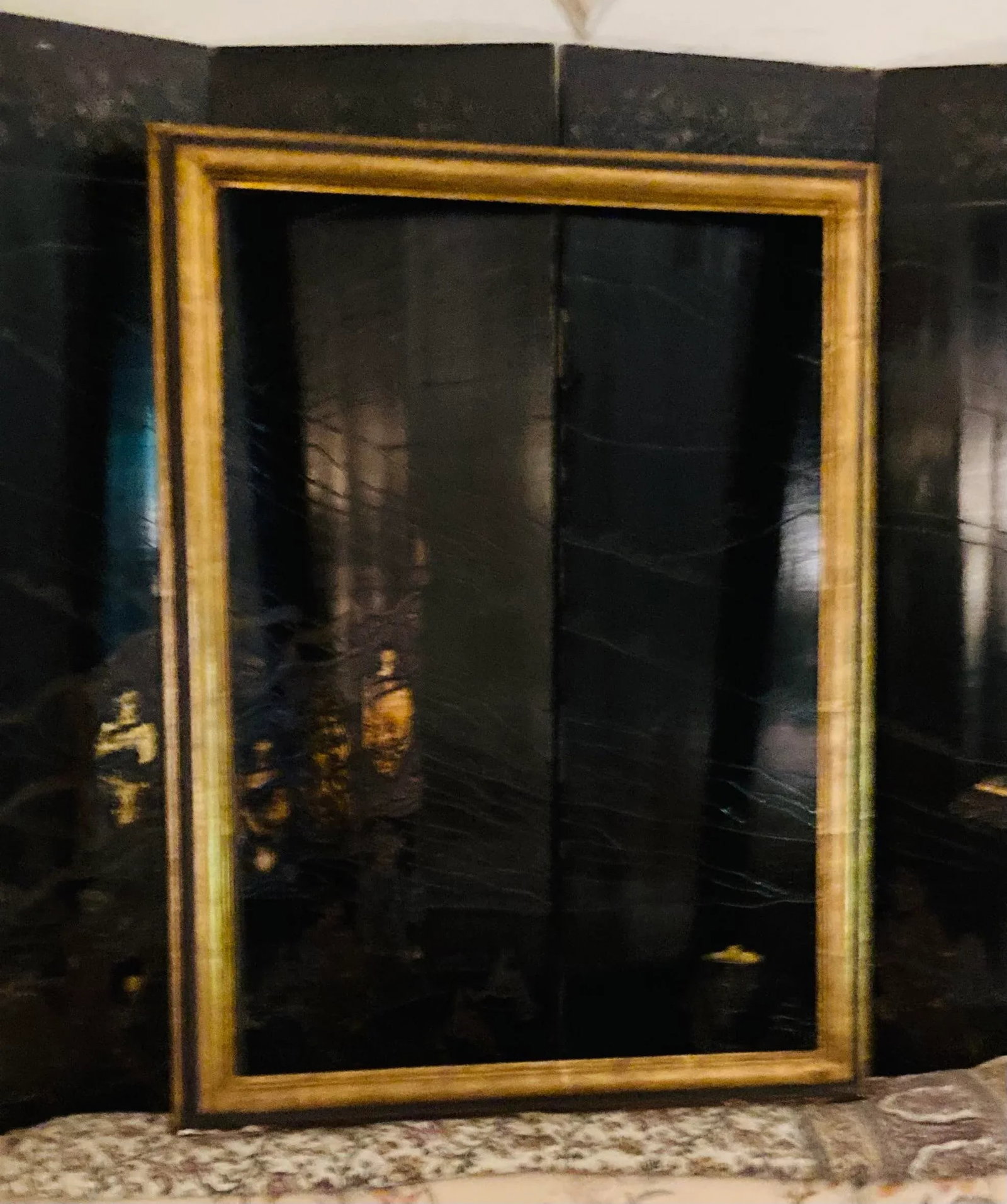 Vintage 1960s Custom Made Gilt & Ebonized Ogee Edge Wood Frame - 2