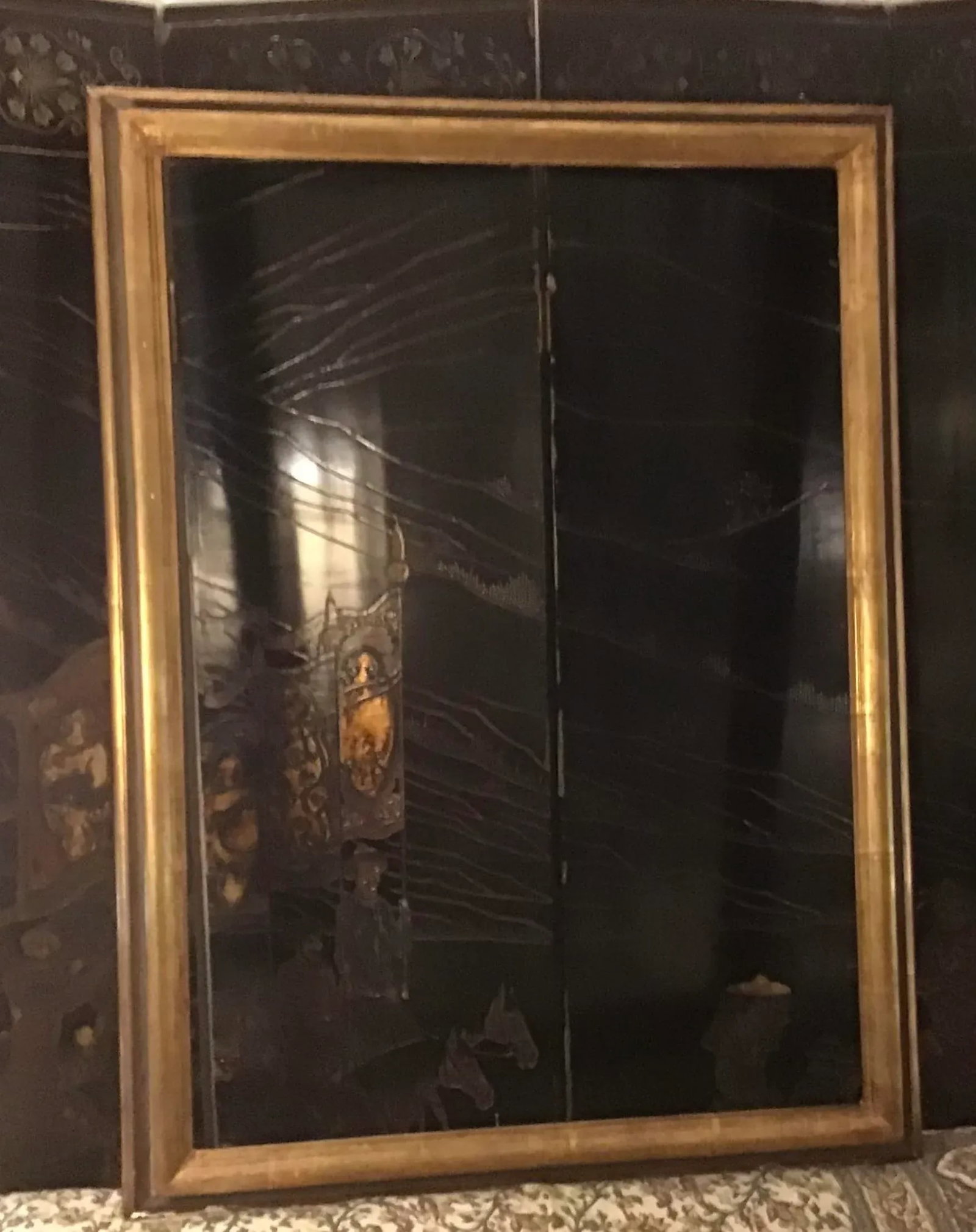 Vintage 1960s Custom Made Gilt & Ebonized Ogee Edge Wood Frame - 3