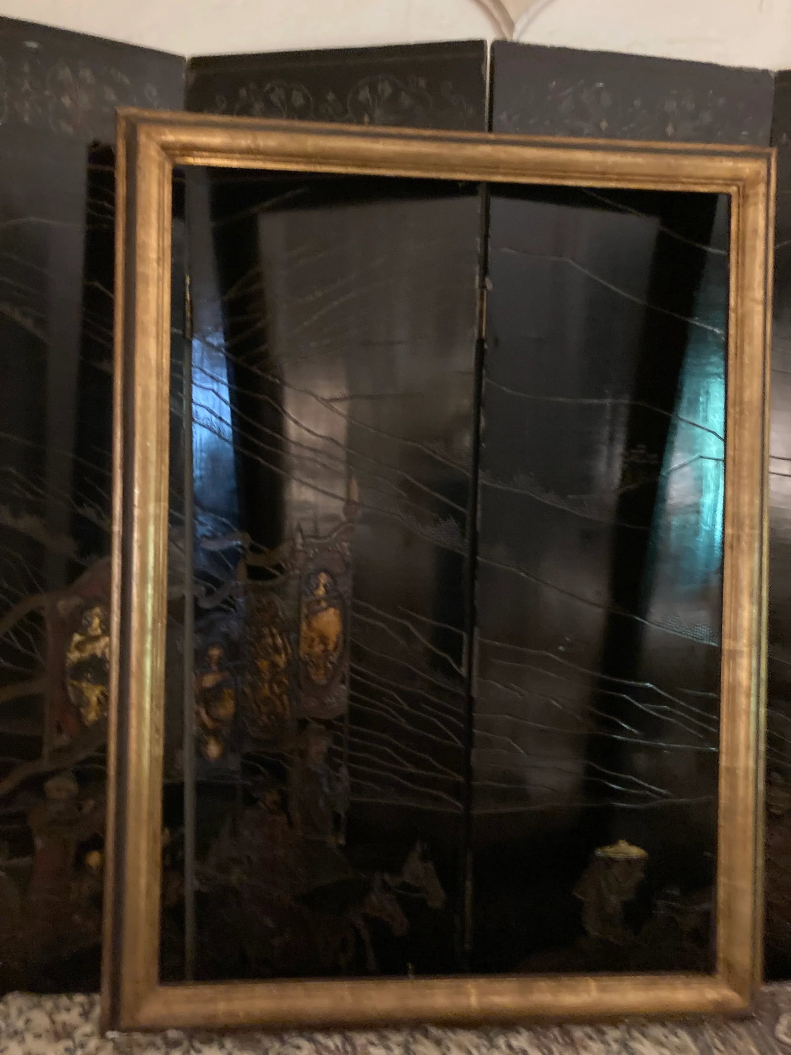 Vintage 1960s Custom Made Gilt & Ebonized Ogee Edge Wood Frame - 4