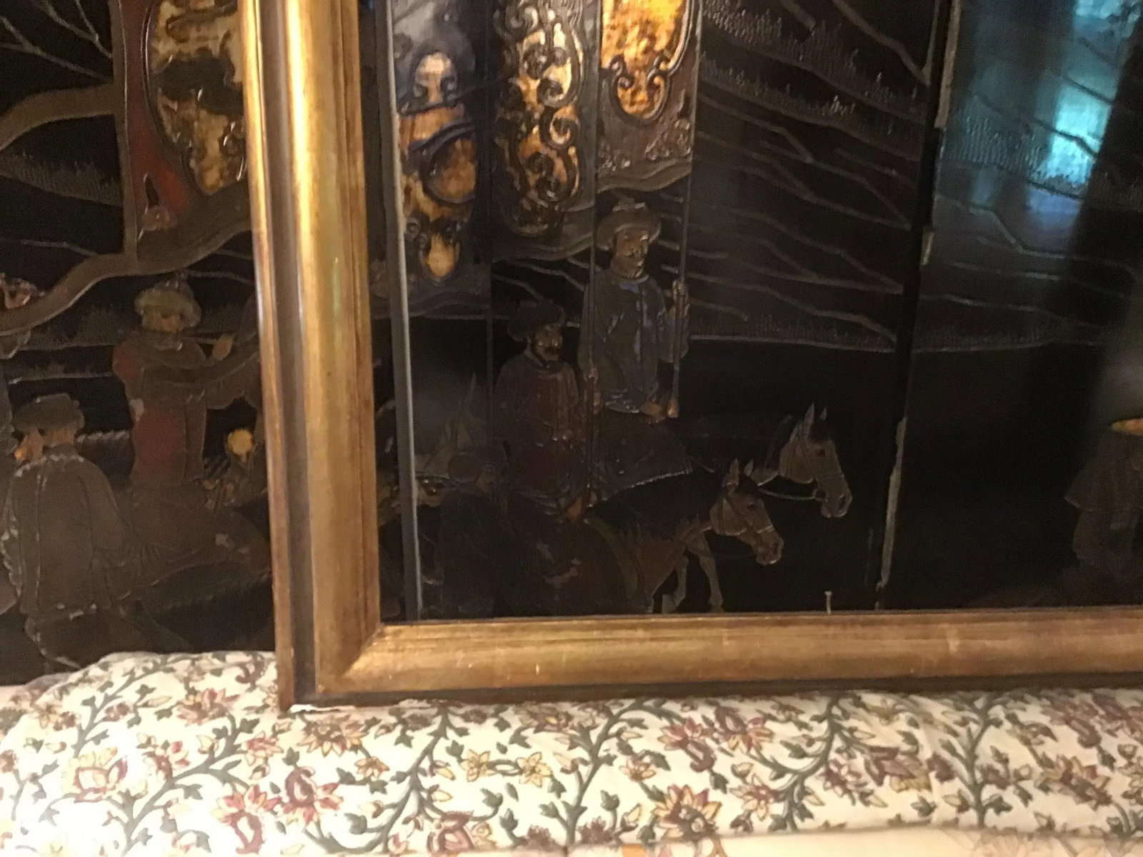 Vintage 1960s Custom Made Gilt & Ebonized Ogee Edge Wood Frame - 5
