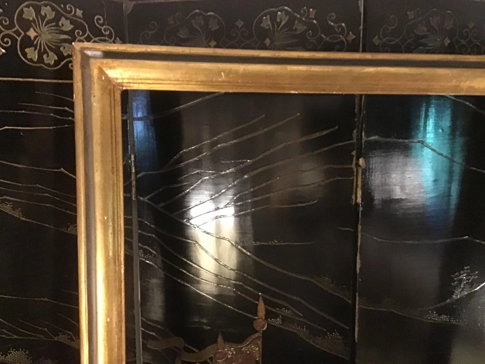 Vintage 1960s Custom Made Gilt & Ebonized Ogee Edge Wood Frame - 6