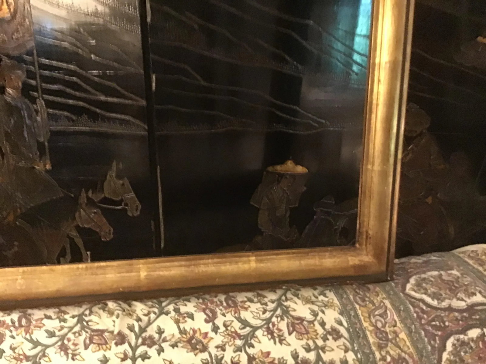 Vintage 1960s Custom Made Gilt & Ebonized Ogee Edge Wood Frame - 7
