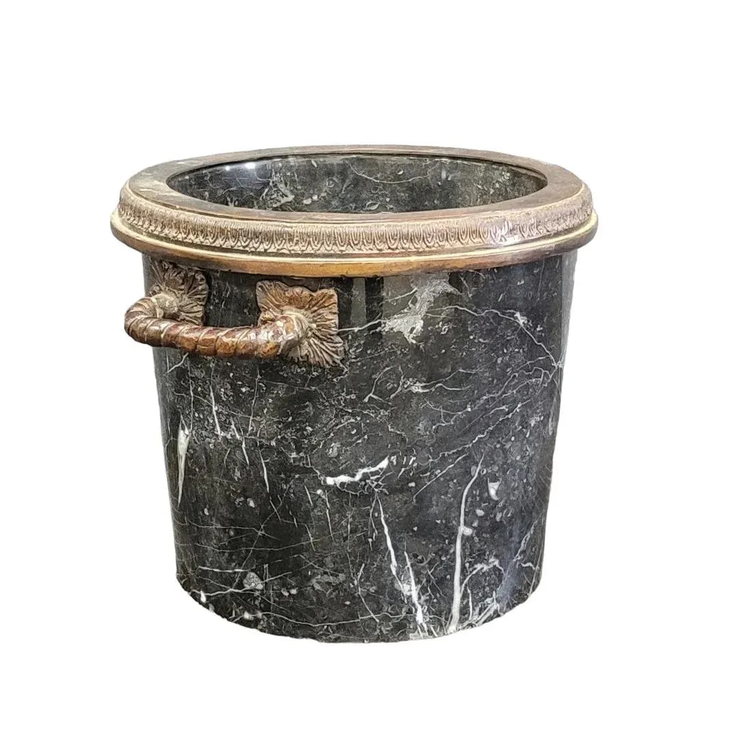 Vintage Marble and Brass Ice Bucket - 2
