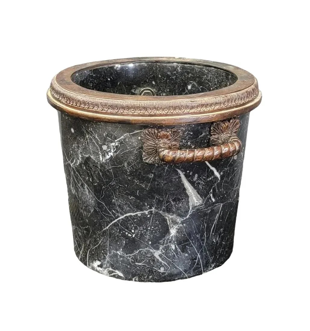 Vintage Marble and Brass Ice Bucket - 3