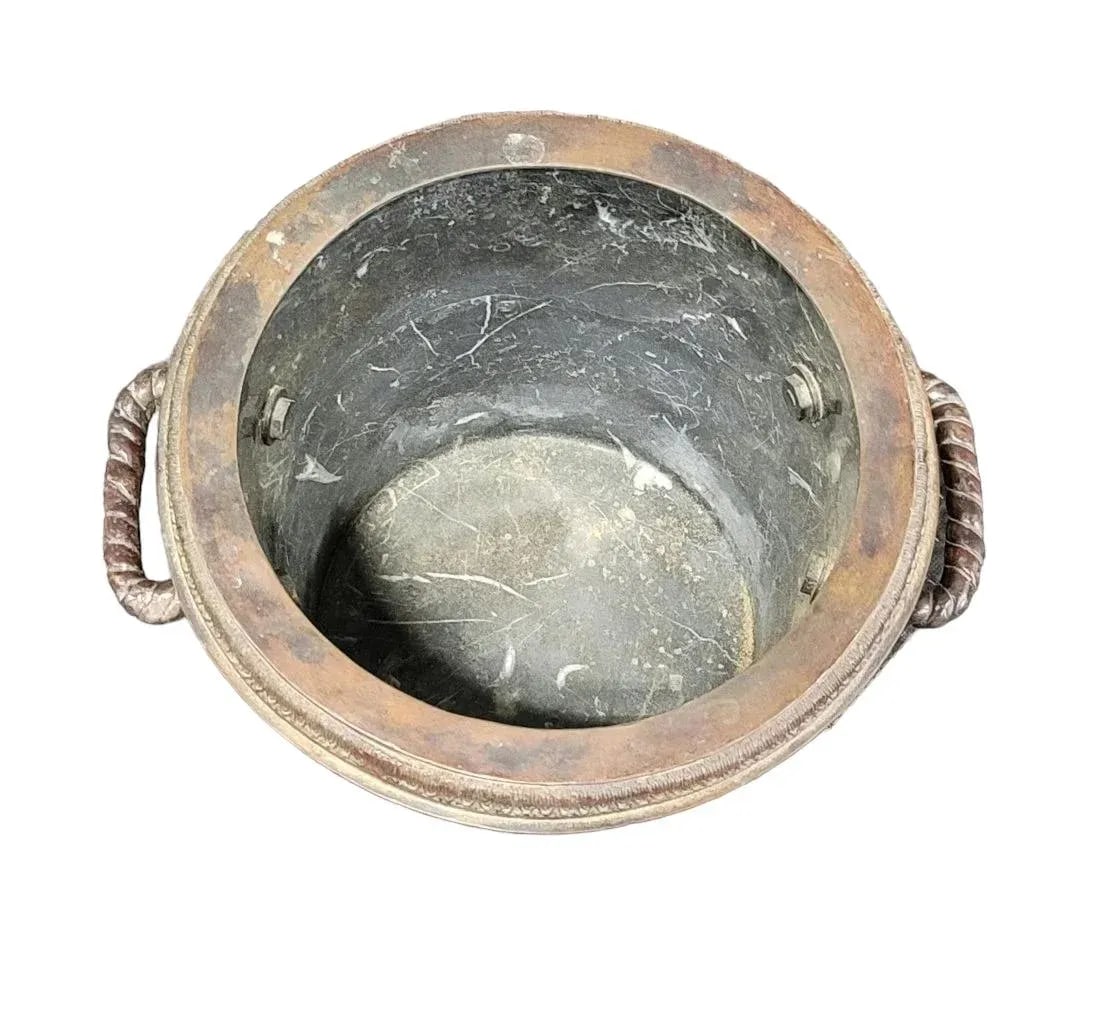 Vintage Marble and Brass Ice Bucket - 4