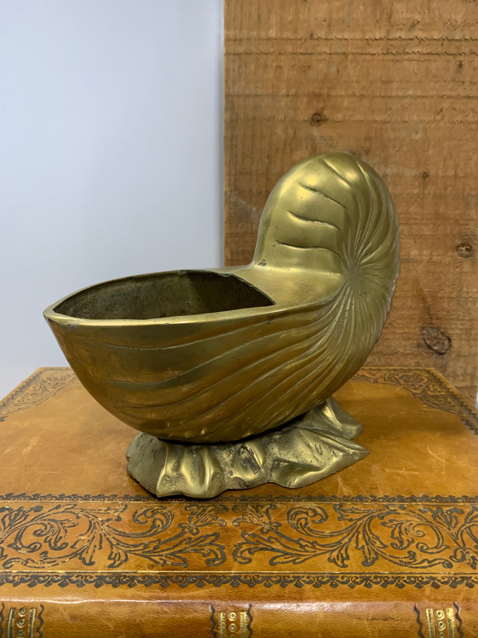1970s Brass Nautilus Shell Cachepot - 2