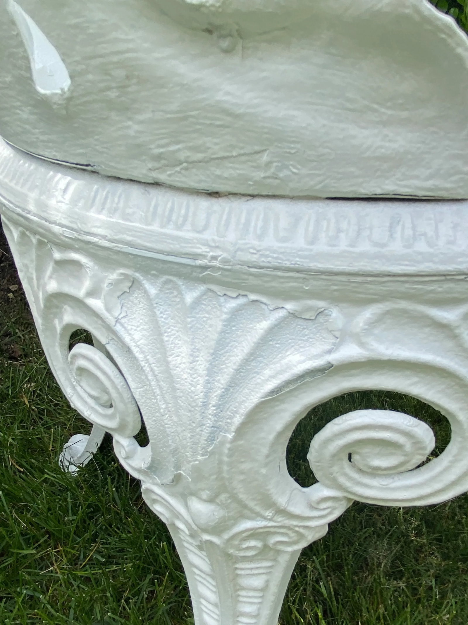 Greek Key Victorian Style White Aluminum Garden Chairs, Pair - 10