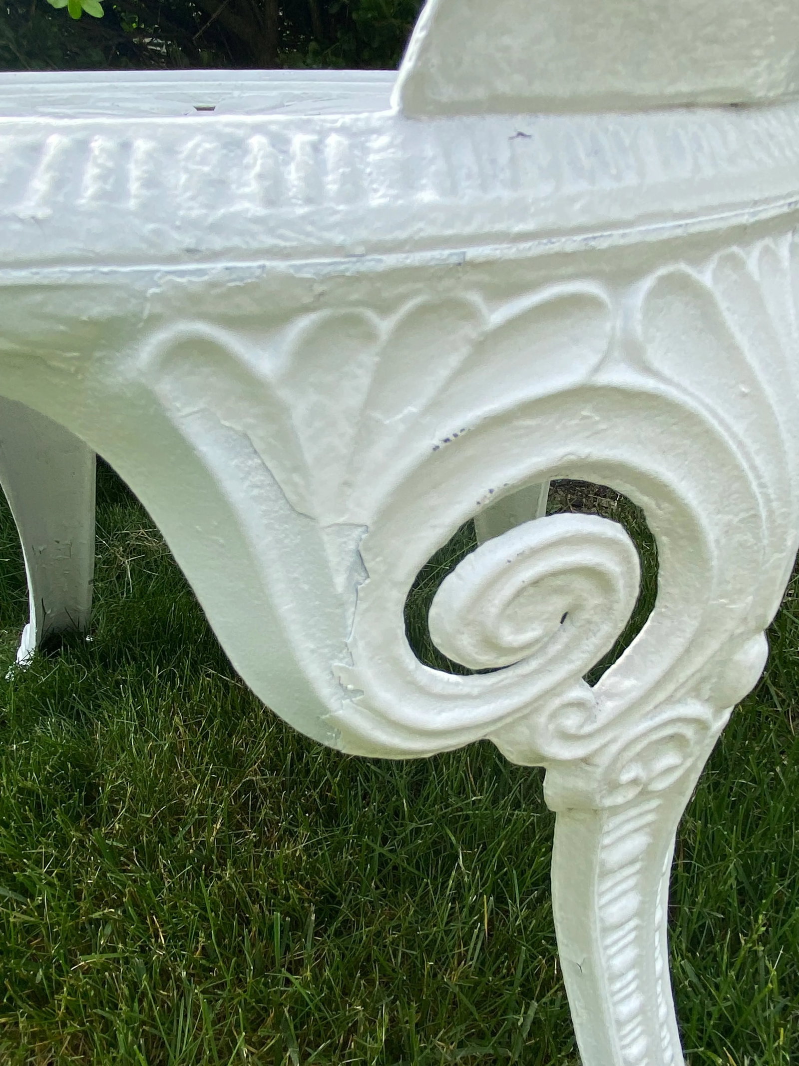 Greek Key Victorian Style White Aluminum Garden Chairs, Pair - 11