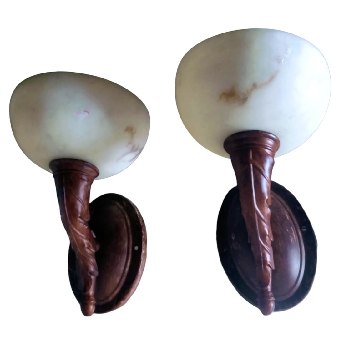 1940s Arts & Crafts Style Wall Sconces With Bowl Shaped Slip Shades - a Pair - 2