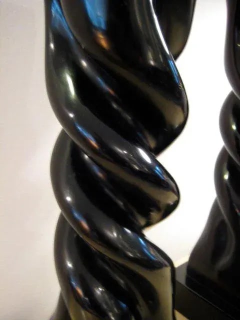 1950s Modern Heifetz in Black Lacquer Table Lamps - a Pair - 2