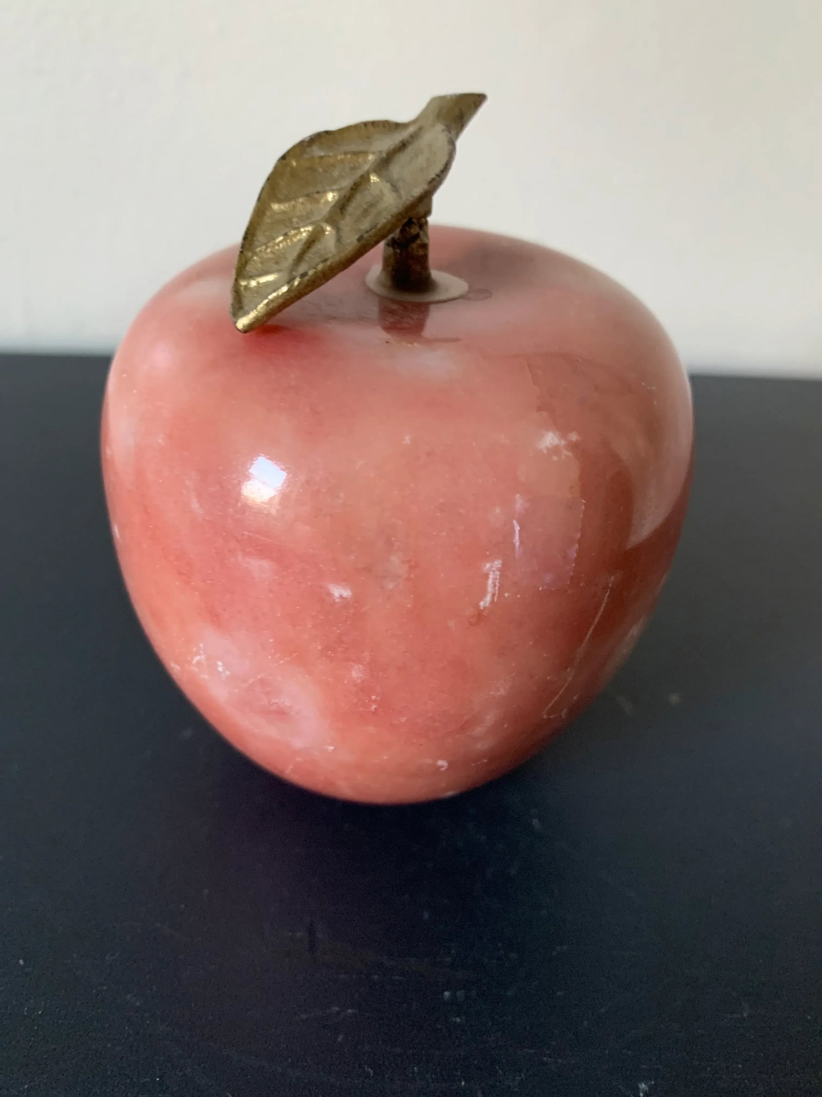 Vintage Marble & Brass Apple Paper Weight - 5