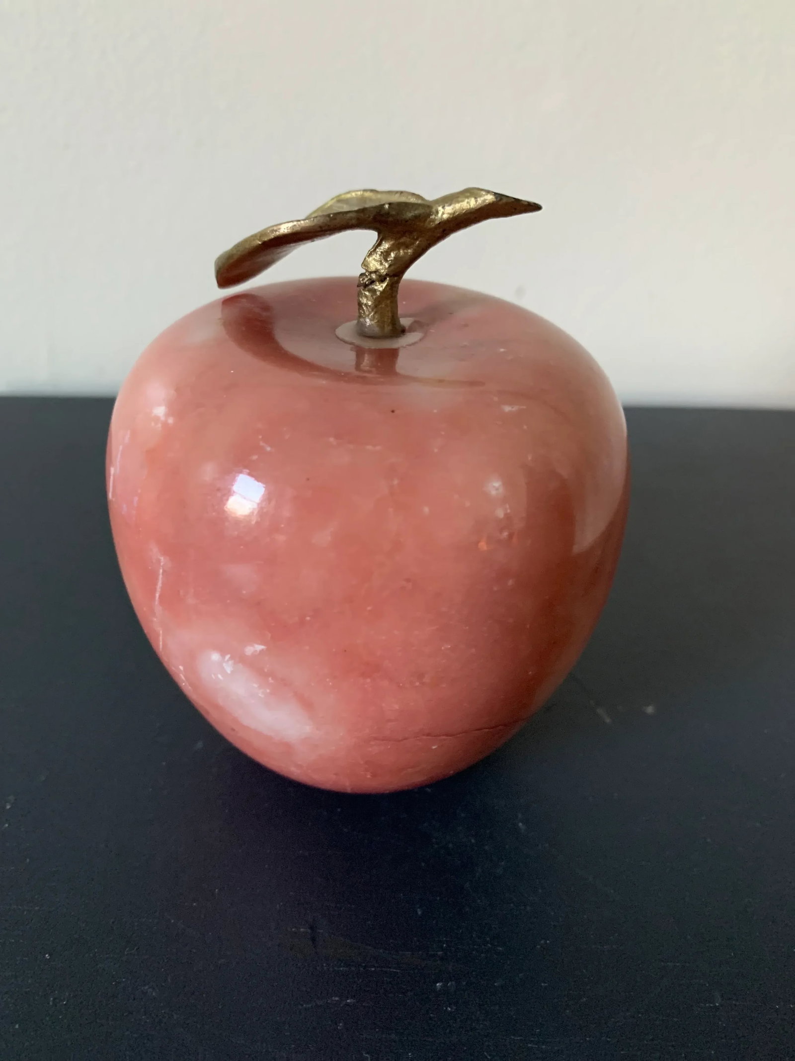 Vintage Marble & Brass Apple Paper Weight - 6