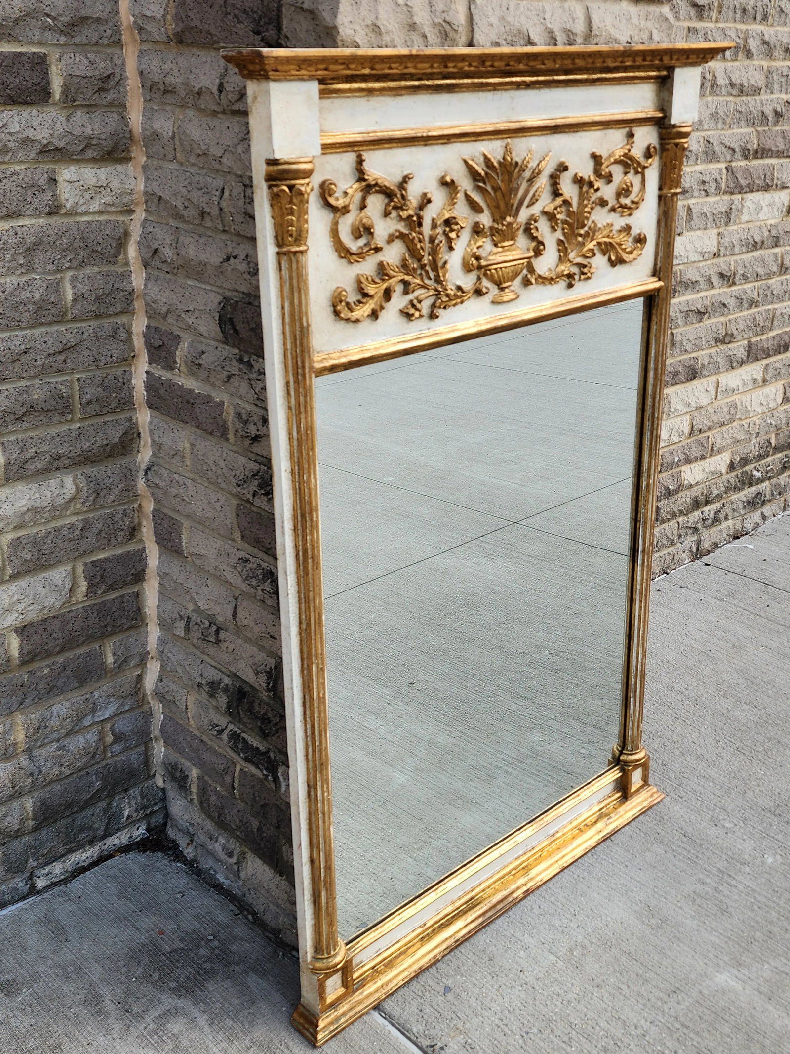 Vintage Neoclassical Style Giltwood Trumeau Mirror - 10