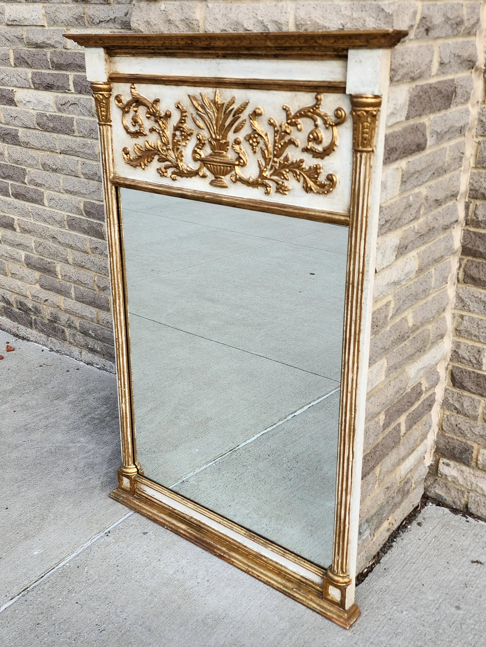 Vintage Neoclassical Style Giltwood Trumeau Mirror - 11