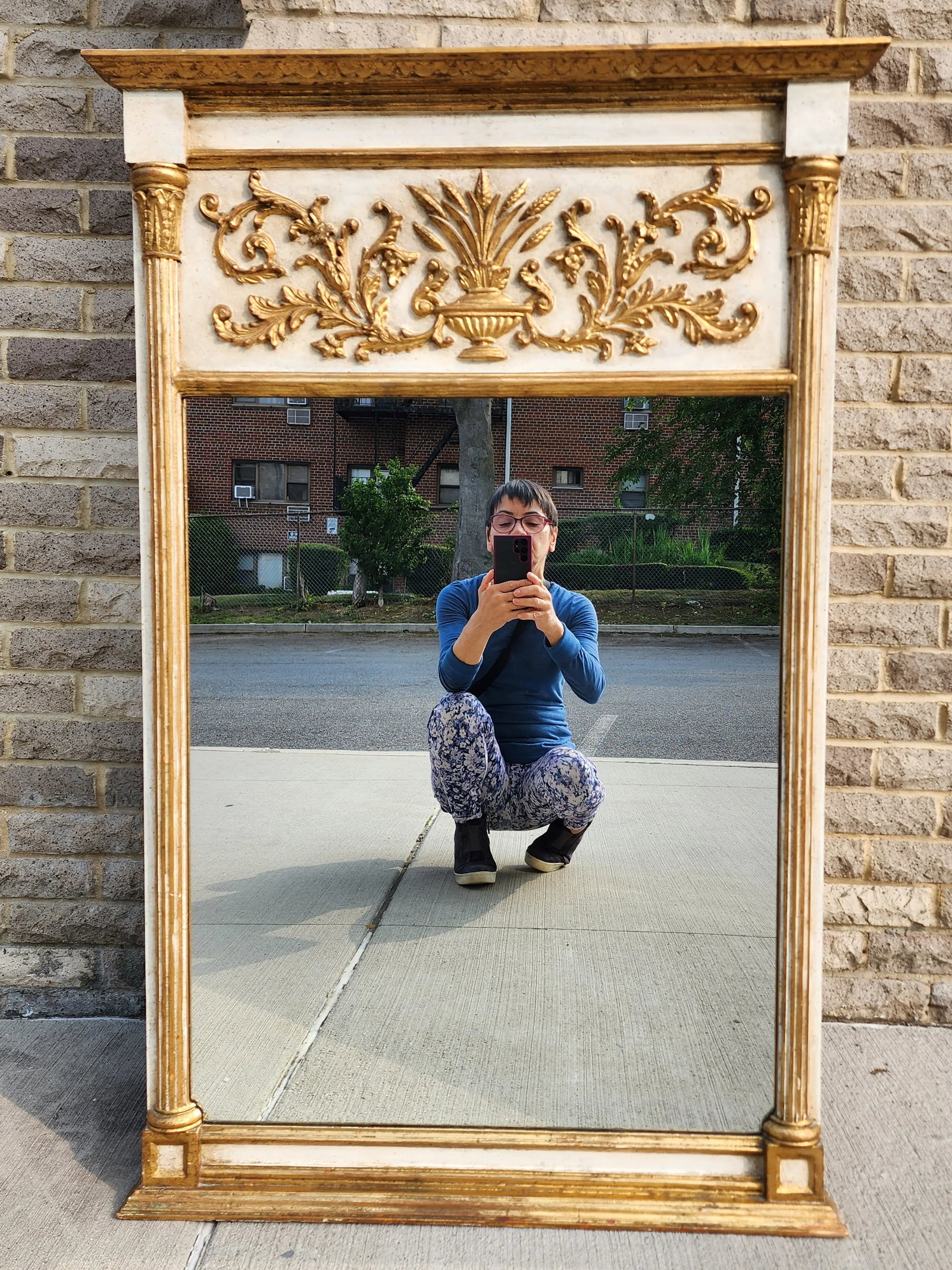 Vintage Neoclassical Style Giltwood Trumeau Mirror - 13