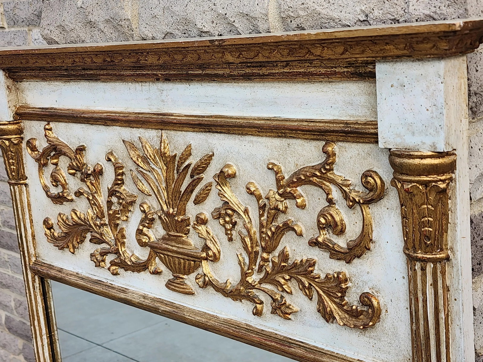 Vintage Neoclassical Style Giltwood Trumeau Mirror - 3