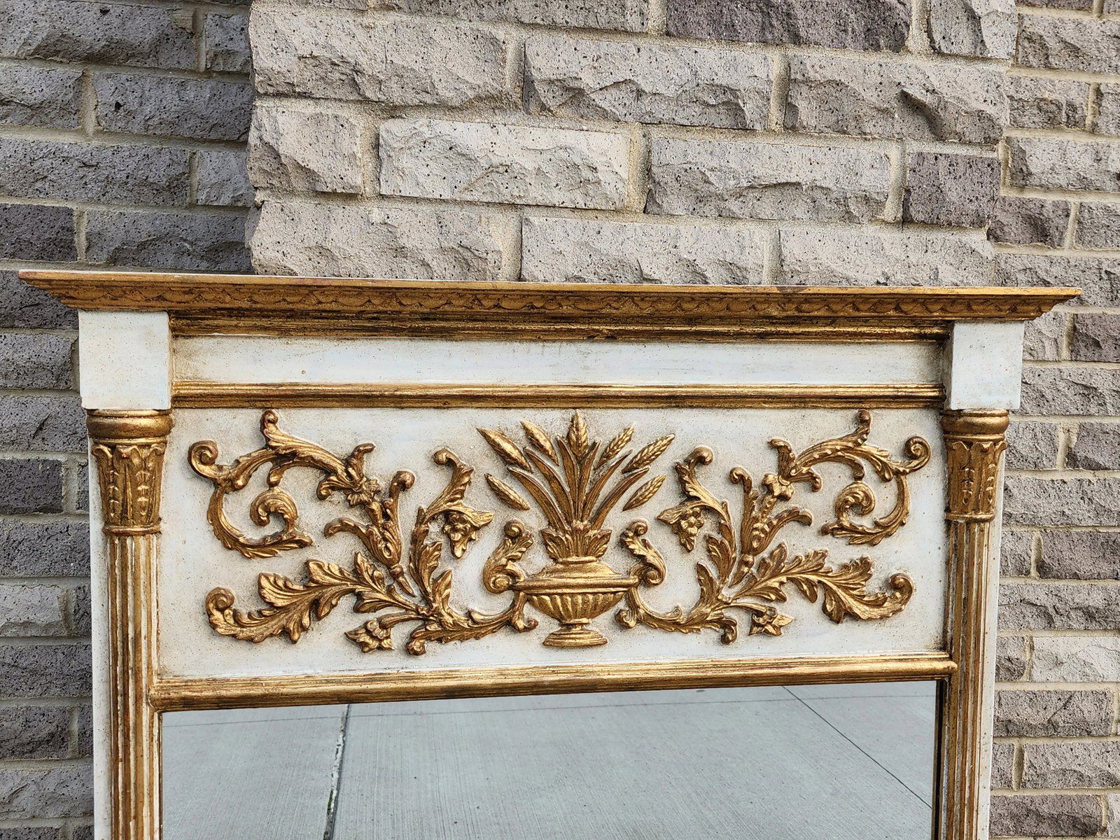 Vintage Neoclassical Style Giltwood Trumeau Mirror - 9