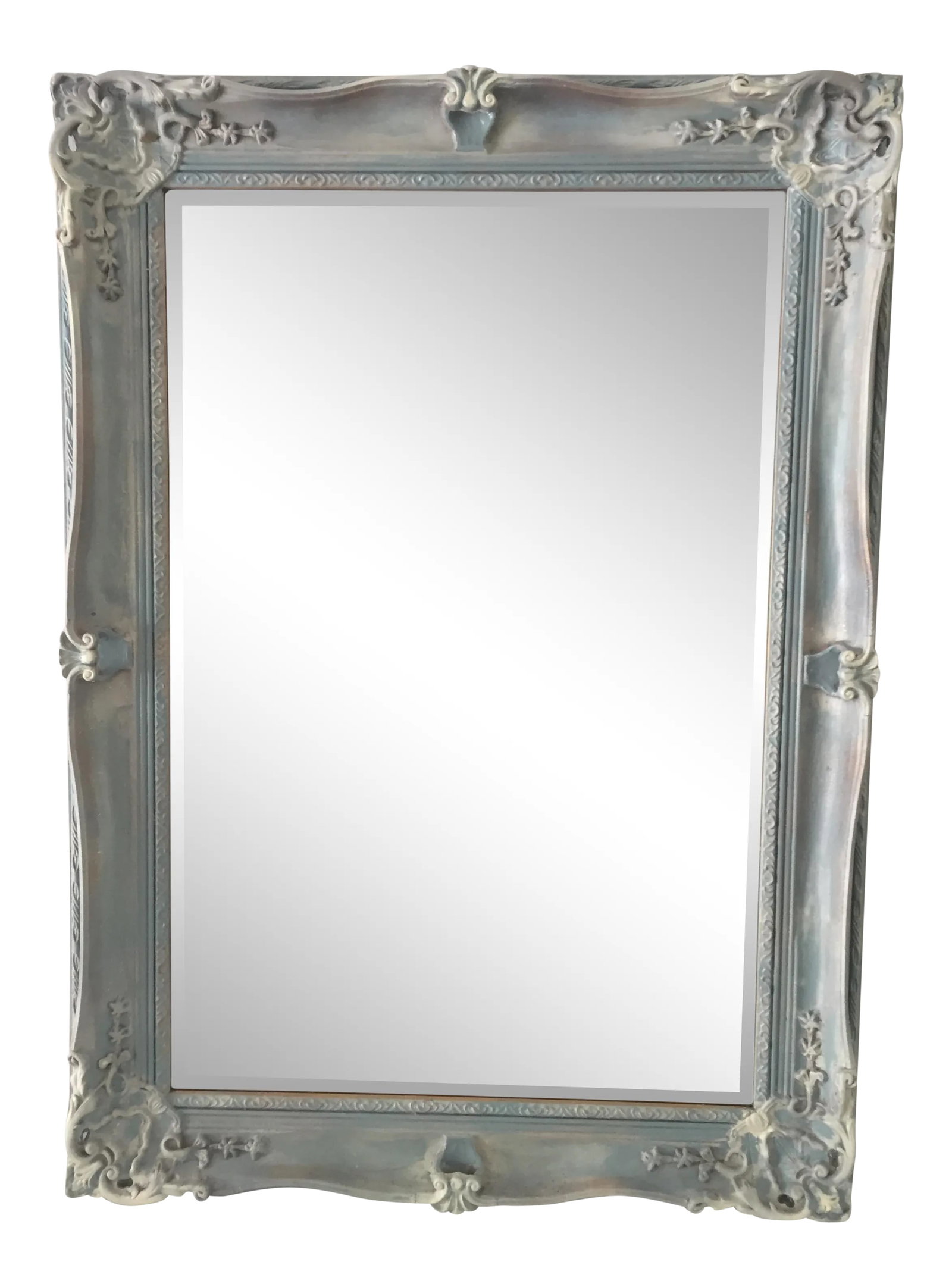 La Barge French Provincial Style Mirror: Vintage La Barge French-Style Beveled Luxury Mirror in New Provence-Decor Colors ; 40 x 44 x 3 Excellent. Condition: Alterations: Original Design Modified Imperfections: Some Imperfections Condition