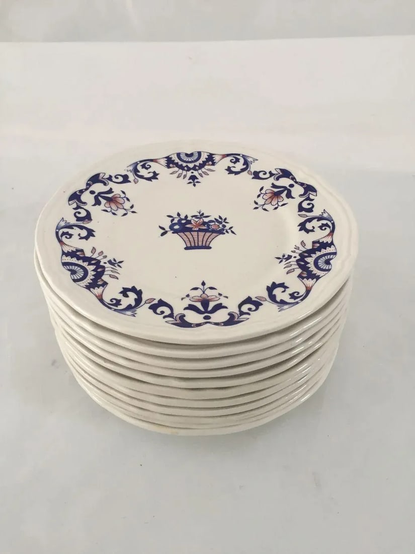 Vintage Hand Painted French Bread Plates - Set of 12 - 2