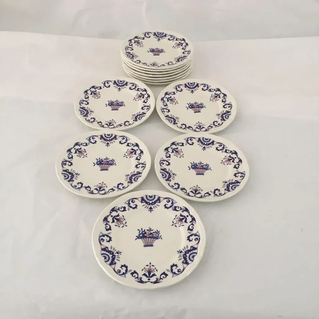 Vintage Hand Painted French Bread Plates - Set of 12 - 5