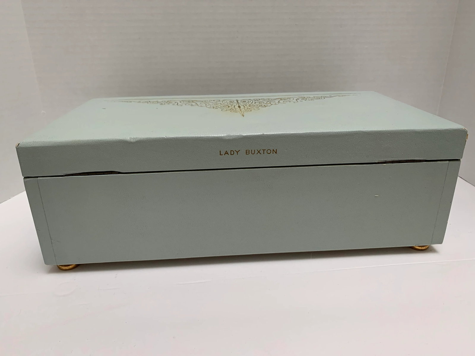 Midcentury French Provincial Blue & Gold Jewelry Box - 6