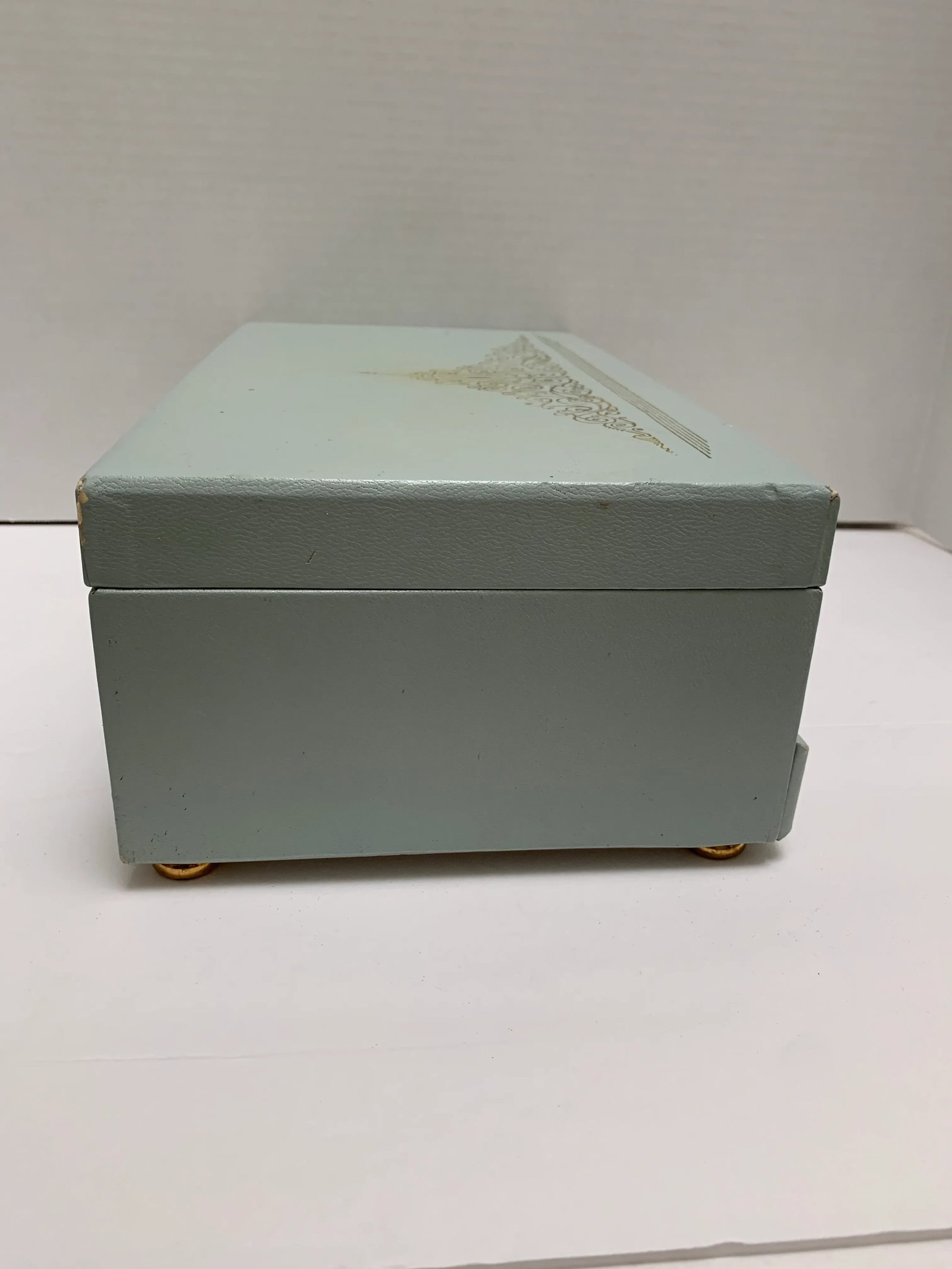 Midcentury French Provincial Blue & Gold Jewelry Box - 7