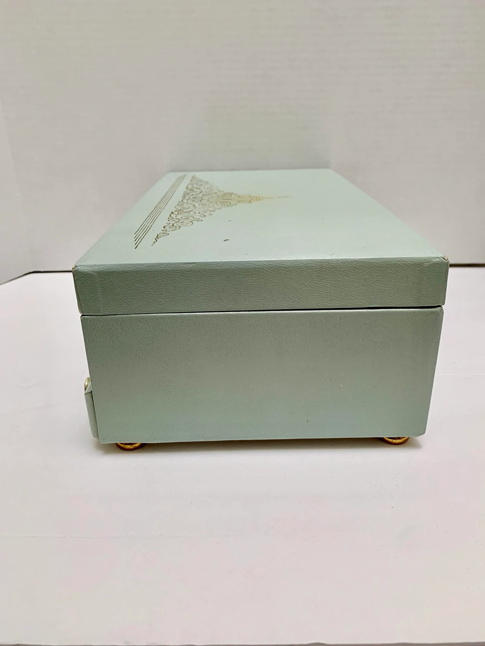 Midcentury French Provincial Blue & Gold Jewelry Box - 8