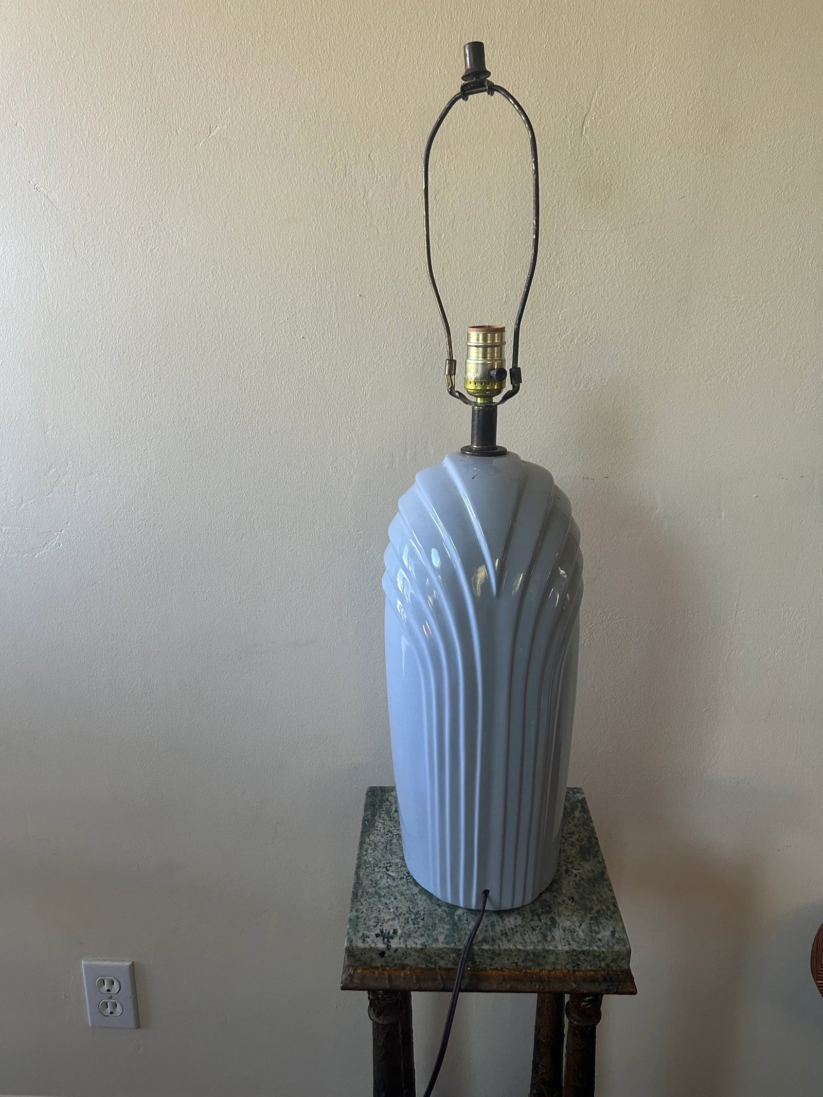 Art Deco Revival Table Lamp in Periwinkle Blue - Perfect for Coastal Decor - 1980's - 2