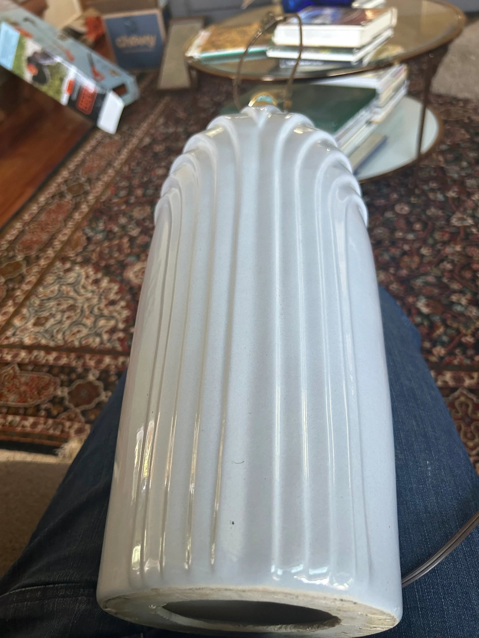 Art Deco Revival Table Lamp in Periwinkle Blue - Perfect for Coastal Decor - 1980's - 4