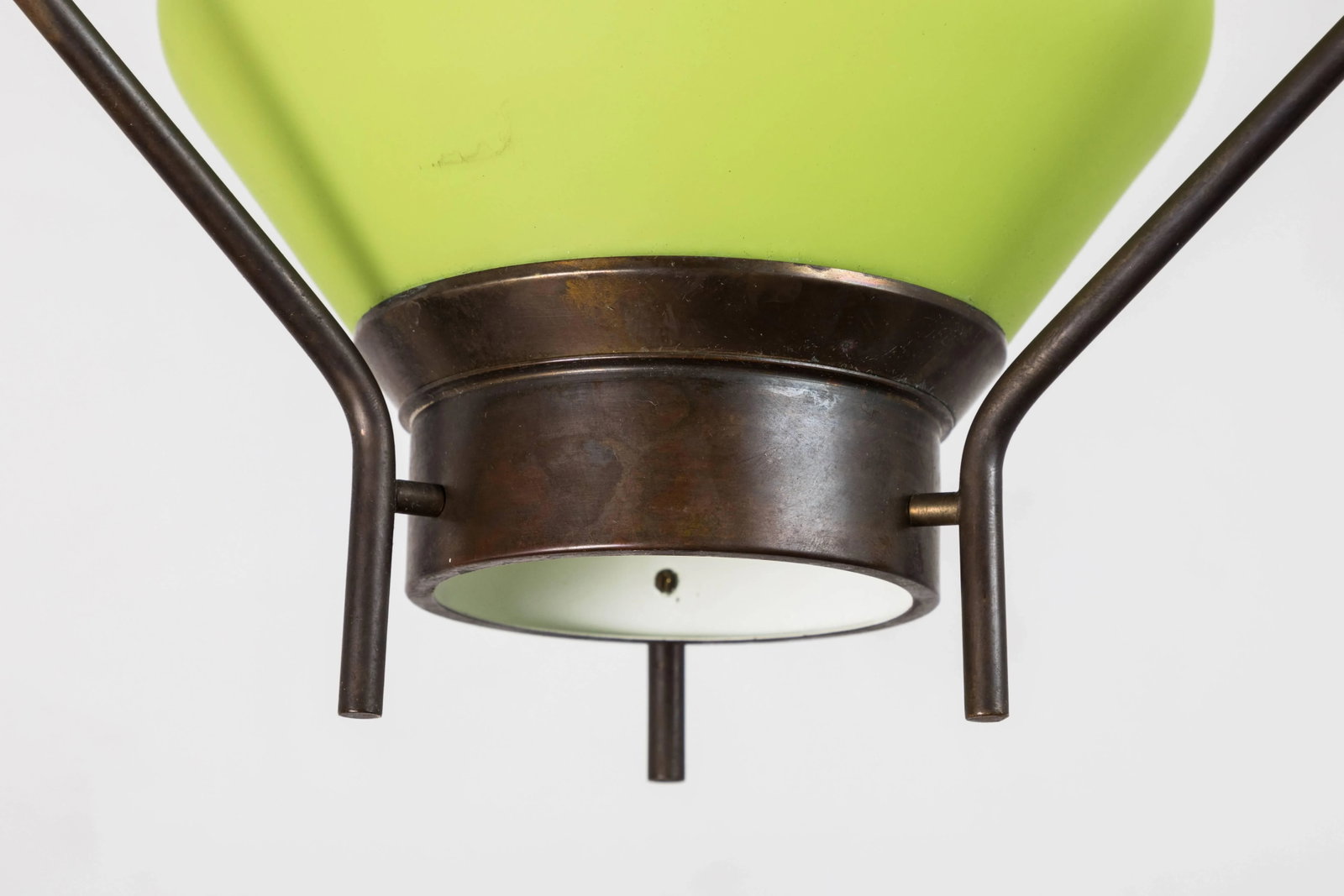 Mid-Century Green Glass Pendant - 4
