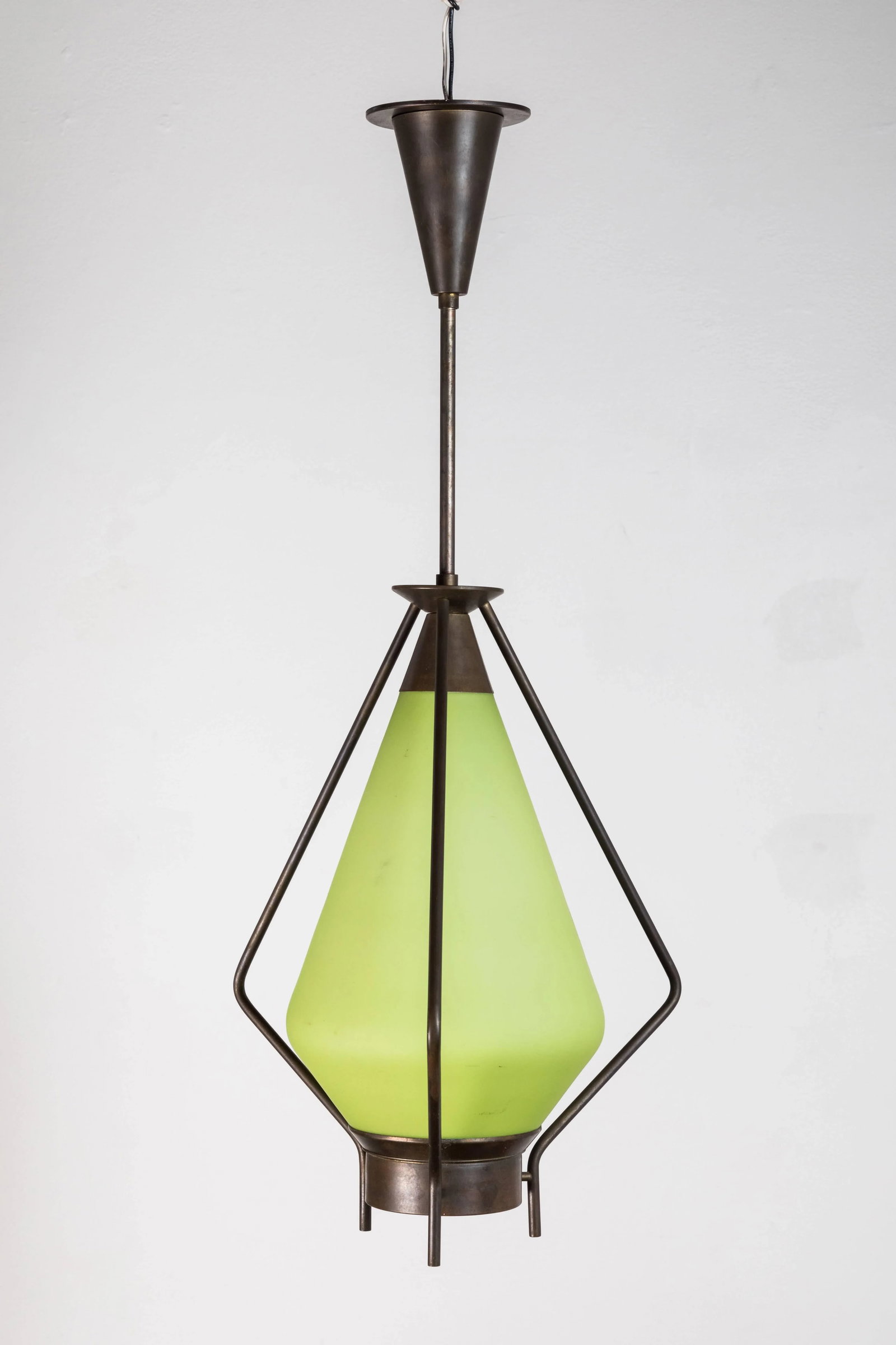 Mid-Century Green Glass Pendant - 5