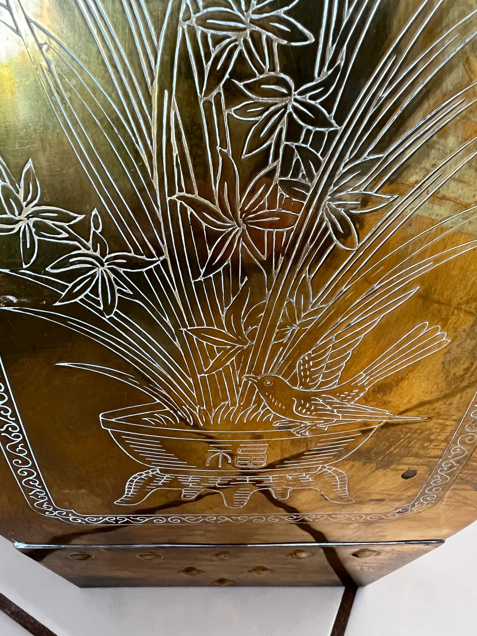 Mid Century Asian Brass Garden Stool Table - 6