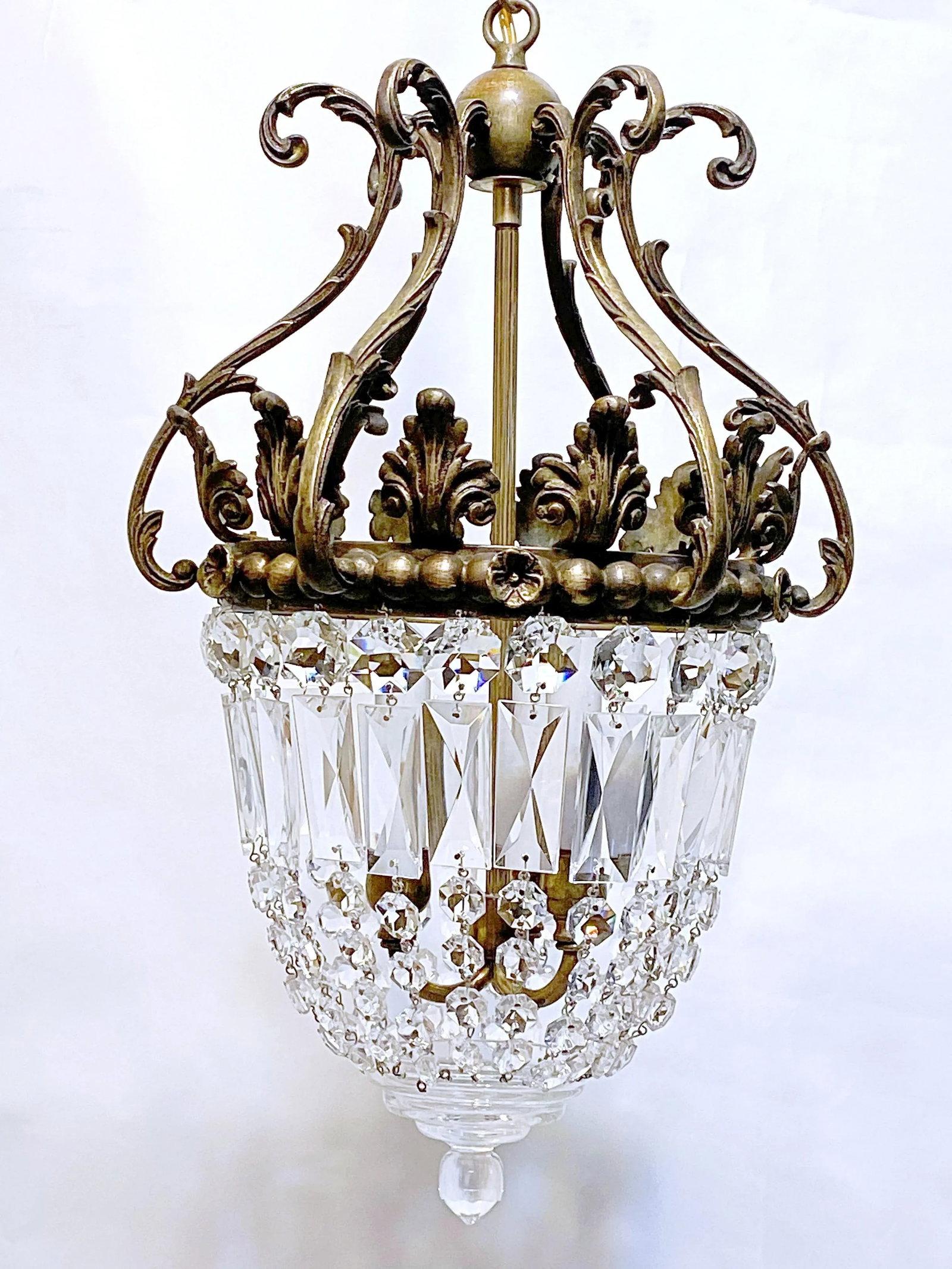 1930s Revival Italian Bronze Basket Chandelier - 3