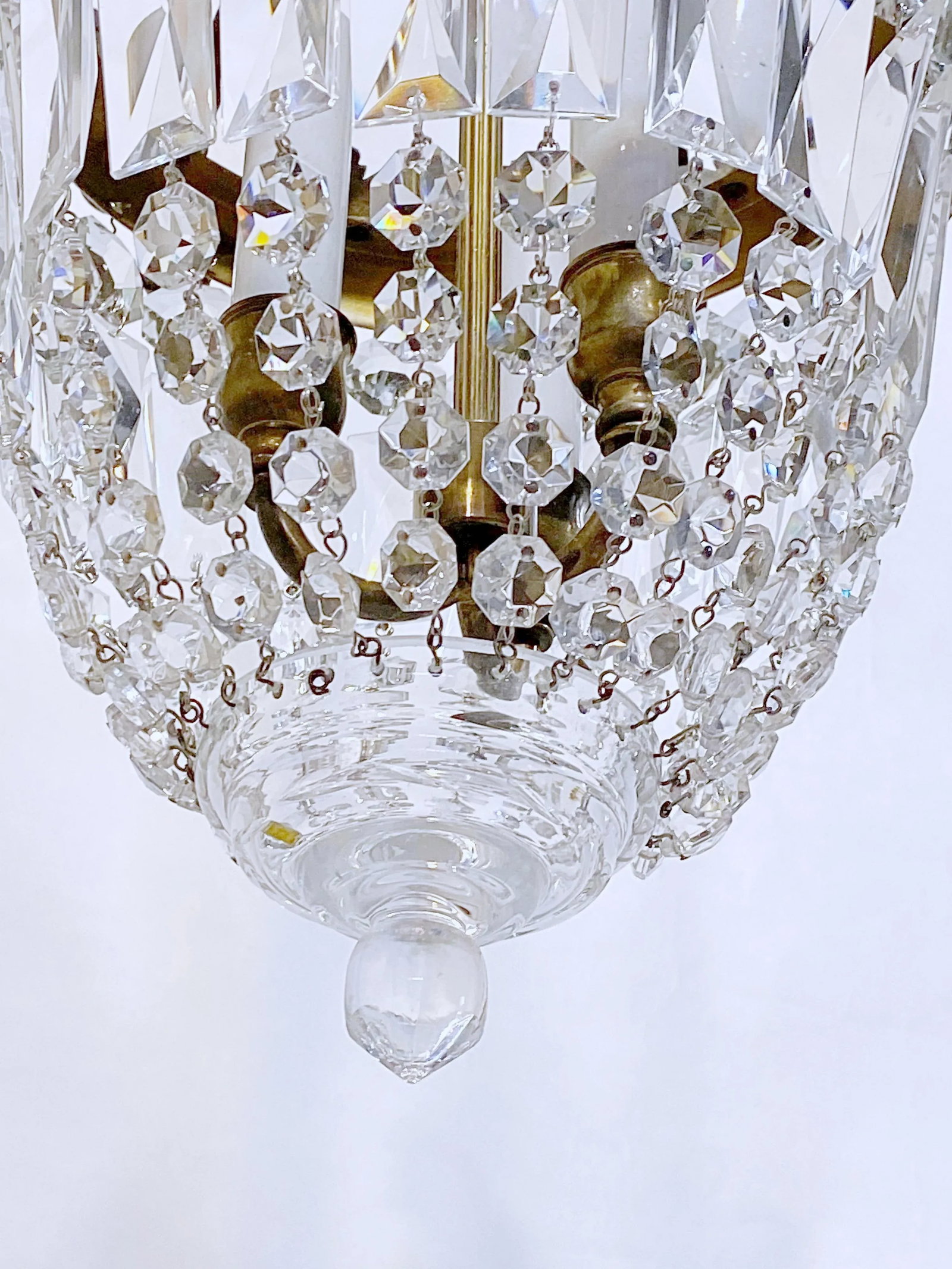 1930s Revival Italian Bronze Basket Chandelier - 5