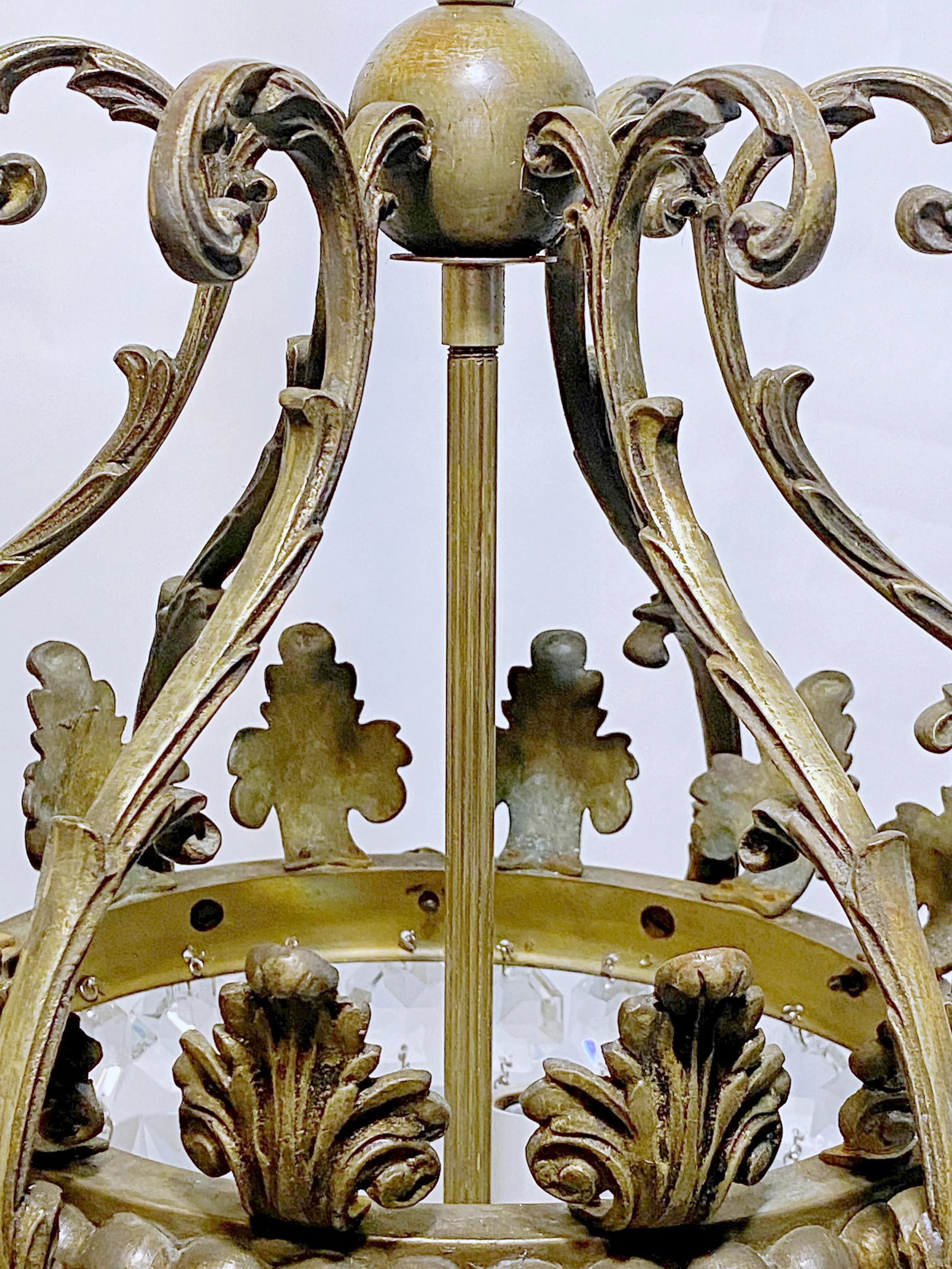 1930s Revival Italian Bronze Basket Chandelier - 8