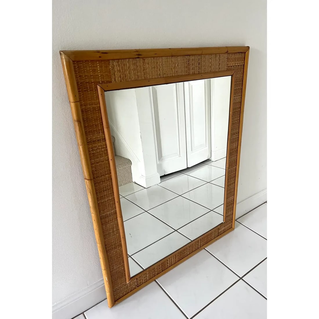 Italian Dal Vera Bamboo Rattan Wall Mirror - 2