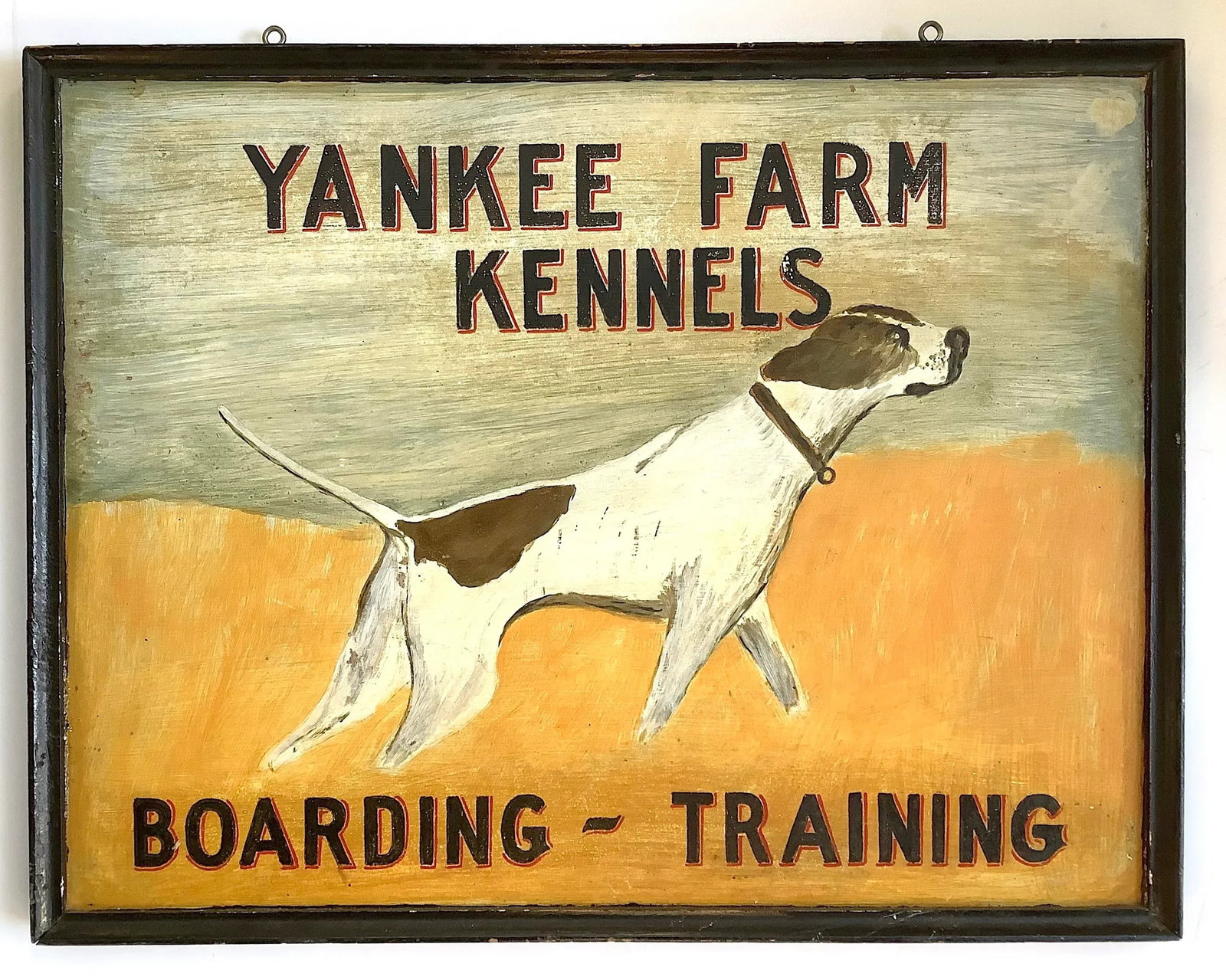Circa 1930s/40s Two Sided Wood Hand Painted Yankee Farm Kennels Sign - 6