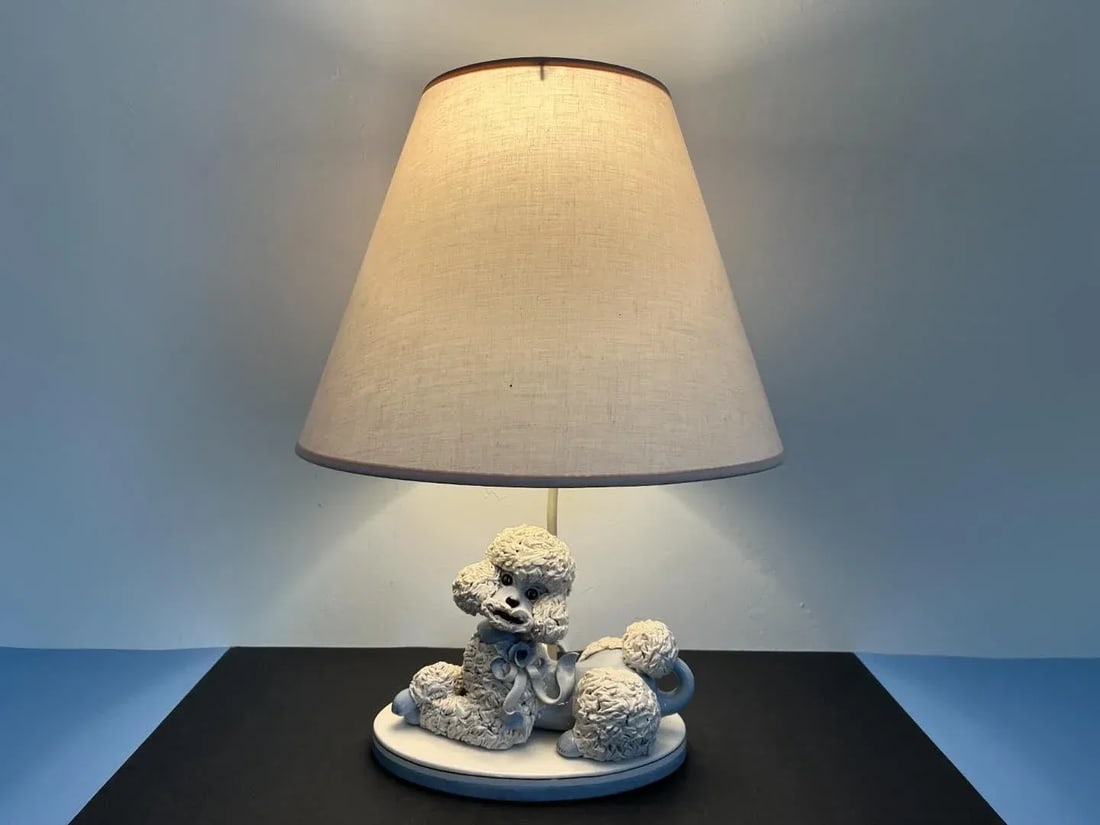 1950s French Poodle Lamp & Shade - 2