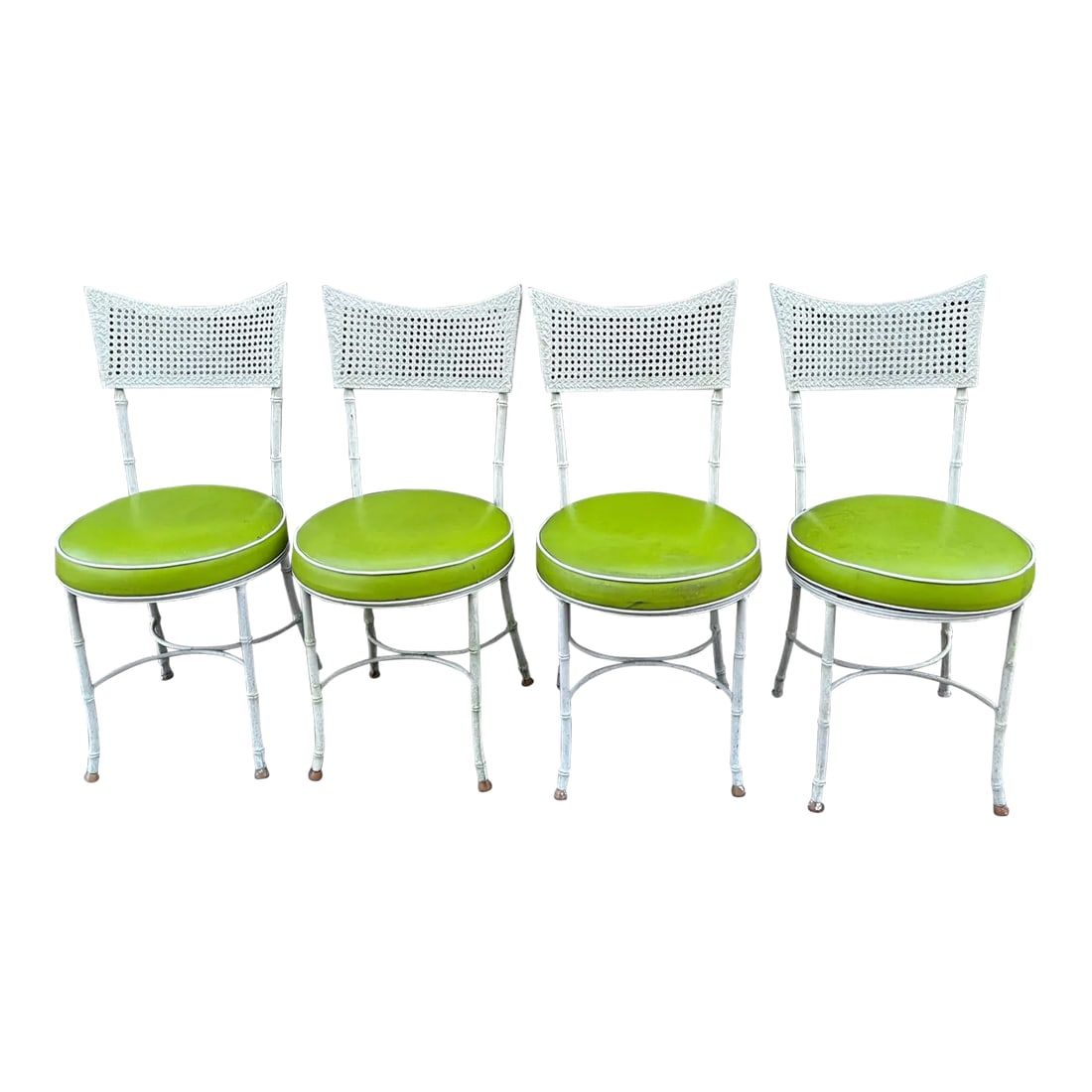 1960s Aluminum Faux Cane and Bamboo Patio Chairs in the Style of Phyllis Morris - Set of 4 (1 of 11)
