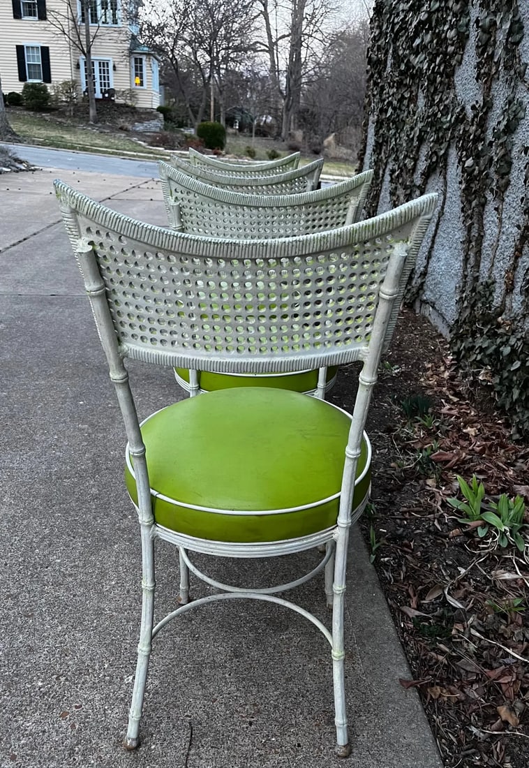 1960s Aluminum Faux Cane and Bamboo Patio Chairs in the Style of Phyllis Morris - Set of 4 - 4