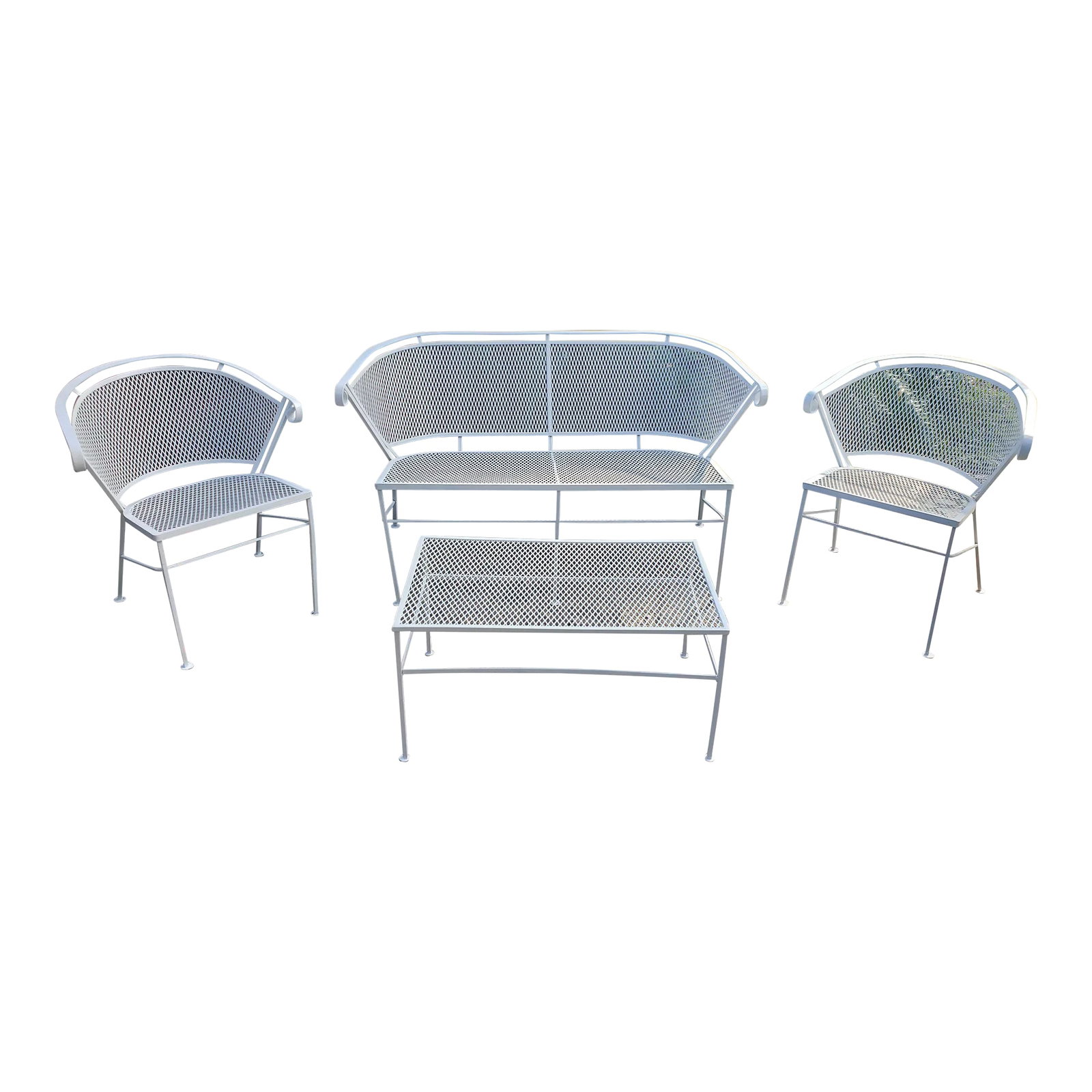 Mid 20th Century Modern Seating Set With Barrel Back Bench, 2 Chairs and Table, Attributed to Woodar (1 of 12)