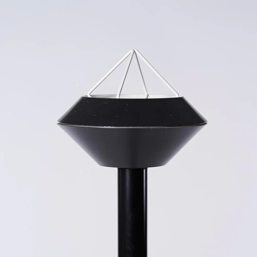 Postmodern Design Black Floor Lamp With White Pyramid Top - 3