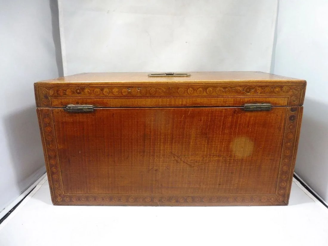 Early 19th Century Antique Marquetry Inlaid English Tea Caddy - 3