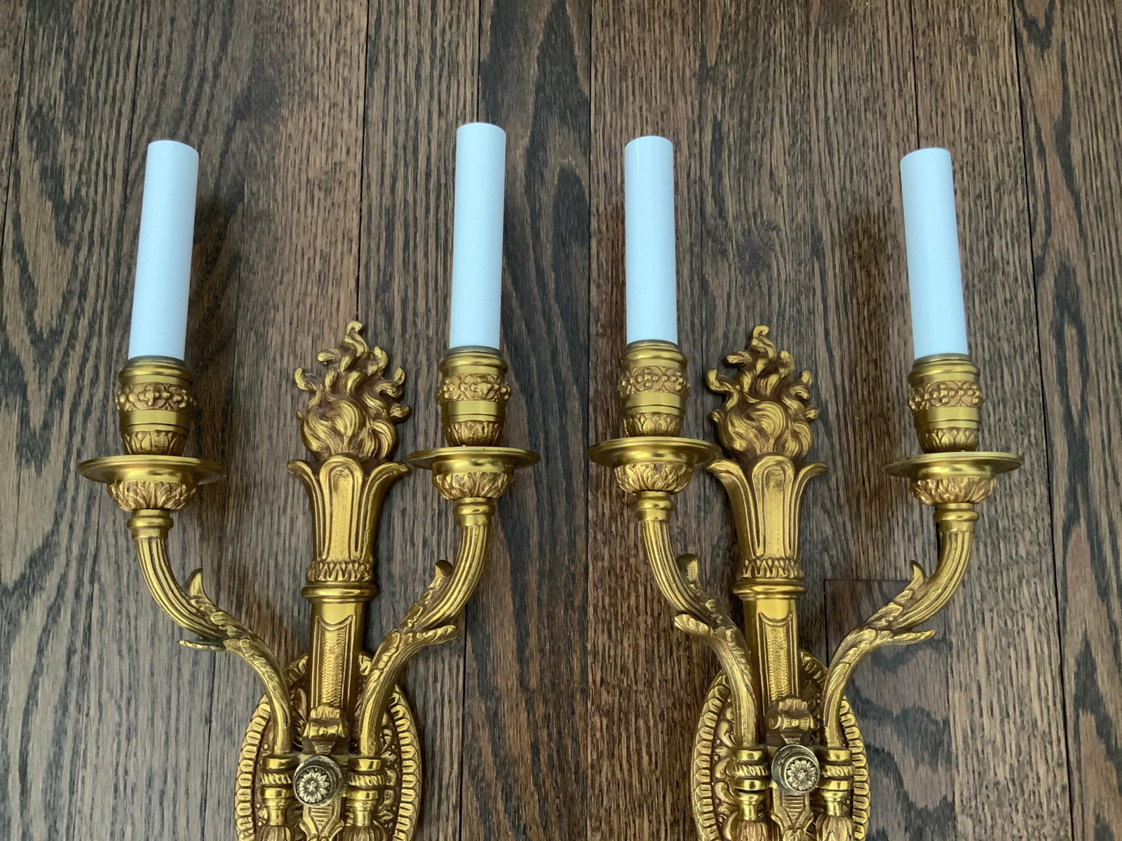 1970s French Style Bronze Wall Sconces- a Pair - 2