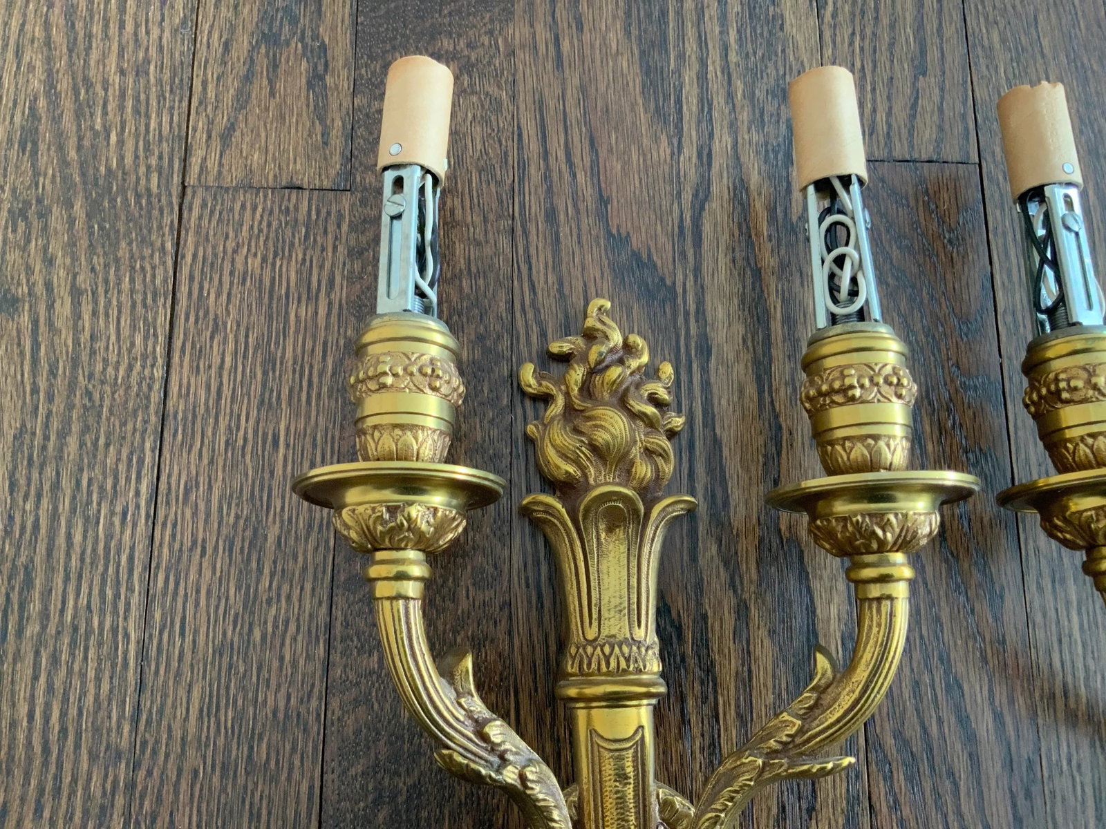 1970s French Style Bronze Wall Sconces- a Pair - 4